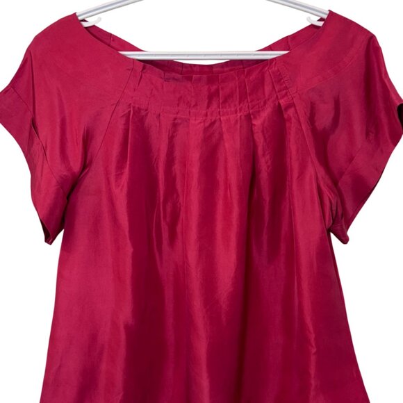 Banana Republic pink pleated silk short sleeve blouse size M - Picture 2 of 5